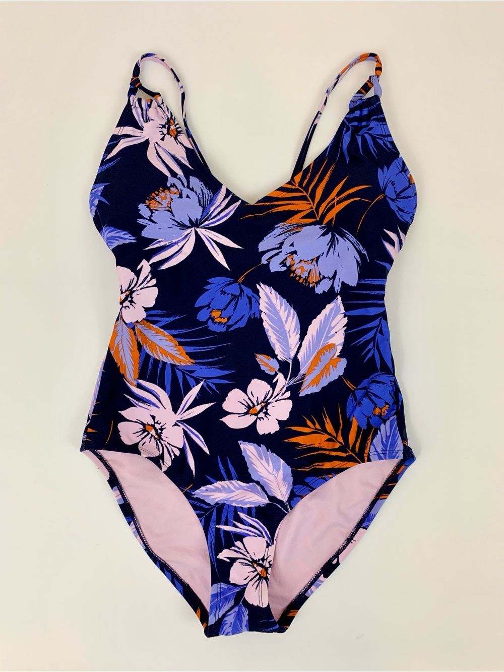 Christina One-Piece Swimsuit in Navy with Pink/Orange & Blue/Lilac Florals